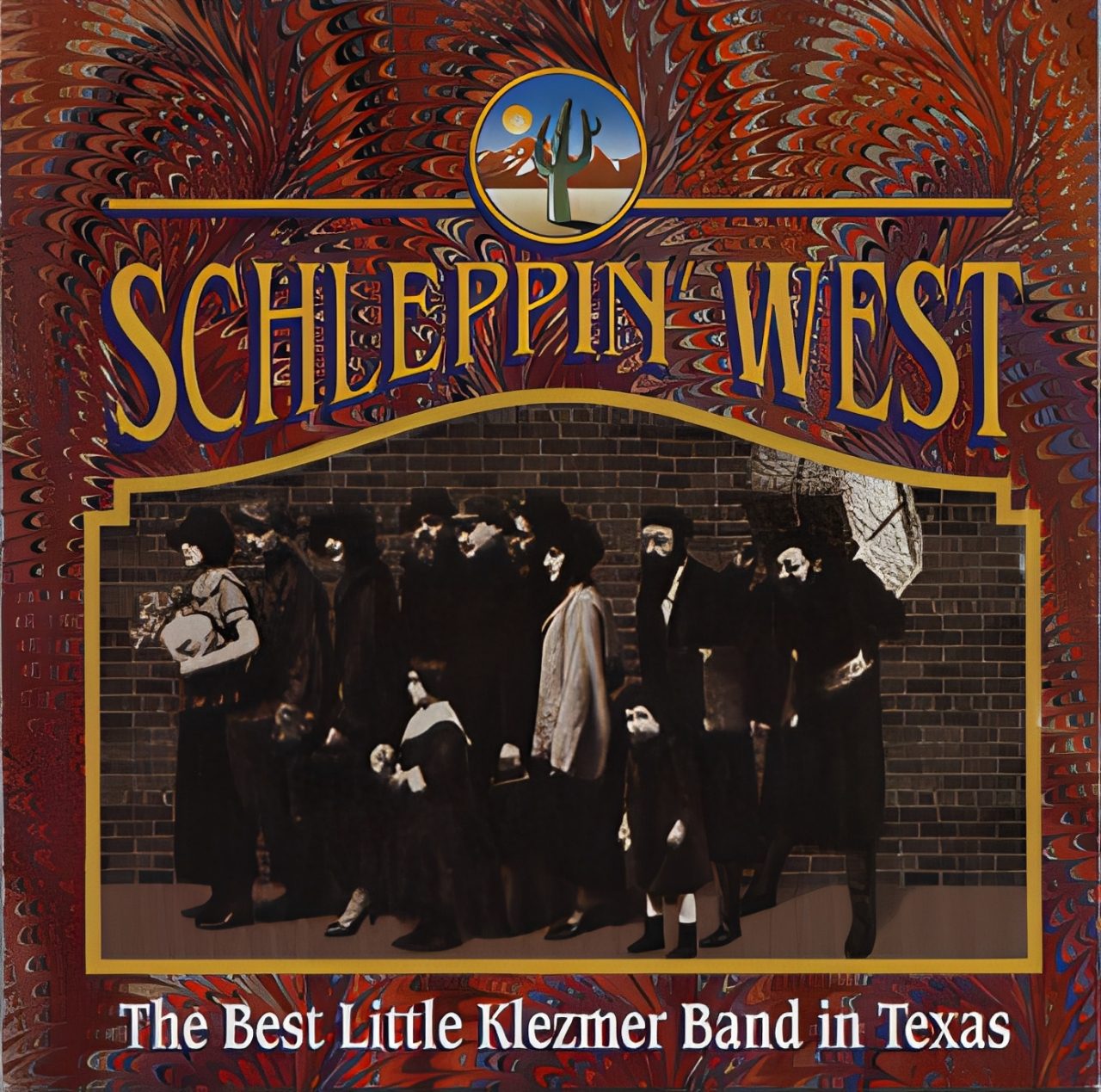 Vintage band album cover with group photo